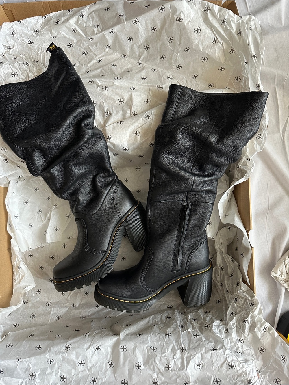 Dr. Martens Kasey Virginia Black Slouch Knee High Platform Boots US 7 EU 38 NIB - Picture 2 of 6